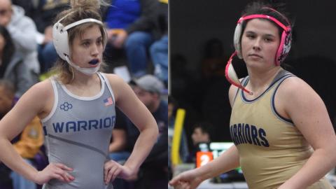 Ollie Weiland (left) won the 112-pound title at the sectionals. Sidney Sullens (right) posted three pins on the way to the 152-pound sectional title.