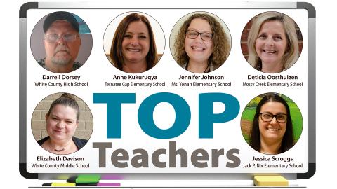 The district wide teacher of the year will be chosen from the six candidates at the March 31 school board meeting.  
