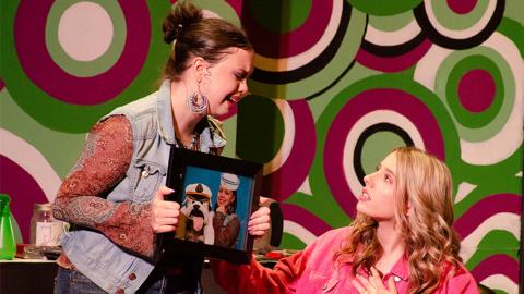 Mollie Cutchshaw and Nealy Webster as Paulette Bonafonté and Elle Woods in Legally Blonde the Musical.