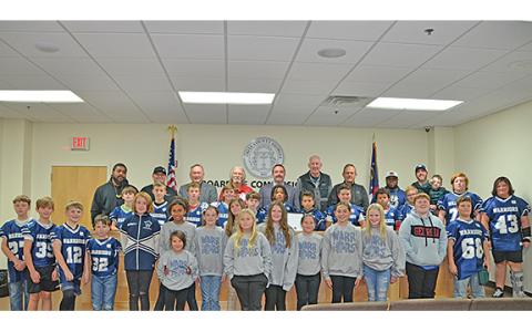 The White County Parks and Recreation Youth Football Program was honored at the White County Commissioner meeting for its outstanding season. (photo/Linda Erbele)