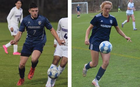Cohen Cantrell (left) led the Warriors in scoring last season and will key the attack again this spring. Hazen Ramey (right), the Lady Warriors' all-time leading scorer, and the Lady Warriors will be one of the top teams in Class AAA this spring. (Photos/Mark Turner)