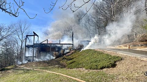 A home on Starlight Drive in Sautee Nacoochee burned to the ground Wednesday, Feb. 22, in spite of valiant effort from White County Fire Services. (Photo/submitted)