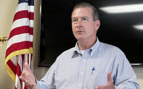 Mike Renshaw speaks at an August 2022 White County Rotary Club meeting. (Photo/Linda Erbele)