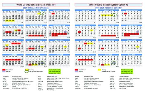 The community may vote on one of these two school calendars.