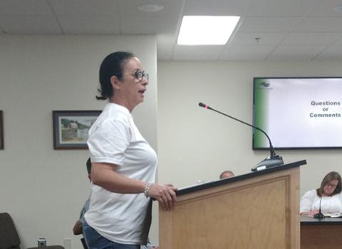Antonella Skinner pleads her case to the board at the July 20 meeting. (Photo/Noah Johnson)