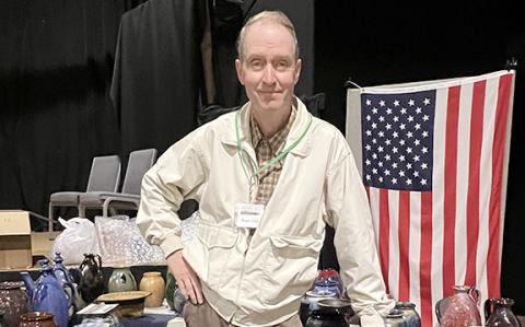 Roger Corn enjoys meeting people at last year’s Folk Pottery Show and Arts Festival. (file photo)