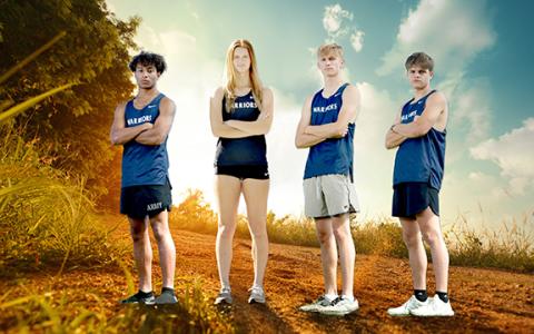 The senior members of the White County High School cross country team are, from left, Josh Lankford, Brianna Blihovde, Evan Cooley and Steven Taylor (Photo Illustration/Staci Sulhoff)