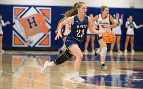 Mya Yeh pushes the ball up the court during the Lady Warriors' non-region win over Habersham Central. (Photo/Zach Taylor CNI News Service)