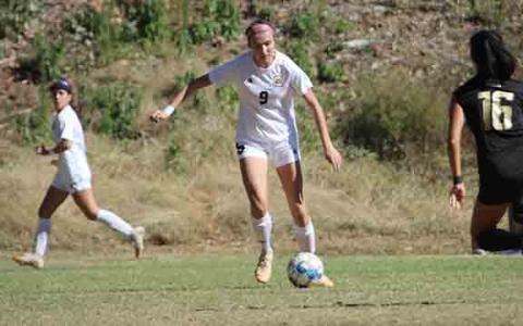 Ashley Johnson scored a pair of goals in Truett's 3-1 win over Marian. (Photo/TMU Athletics)