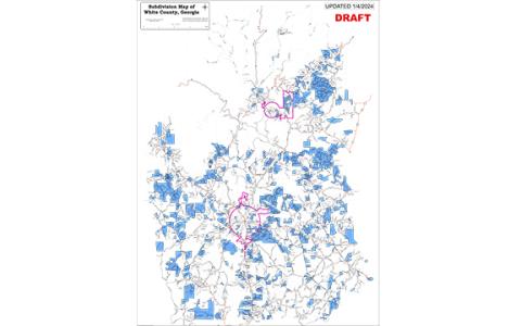 The latest version of a map prepared by the county government shows subdivisions located in the county.