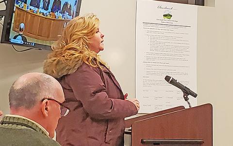 Donja Long speaks to the Cleveland City Council about the restaurant she plans to open on the square.
