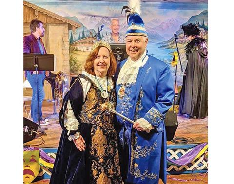 Pat and Chris Smith celebrate at the Festhalle in 2020,  the last time they were the Fasching royalty. (Photo/submitted)