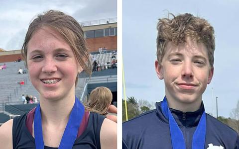 Carly Black, left, won two individual titles in the girl's division, while John Jarrard, right, won the boy's triple jump.