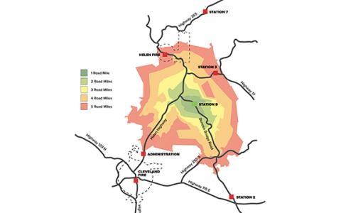 The proposed fire station’s road coverage out to five miles was presented by Public Safety Director David Murphy.