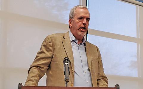Atlanta Hardwood CEO Jim Howard speaks during the second public hearing for amendments to the city’s noise ordinance. (Photo/Samantha Sinclair)