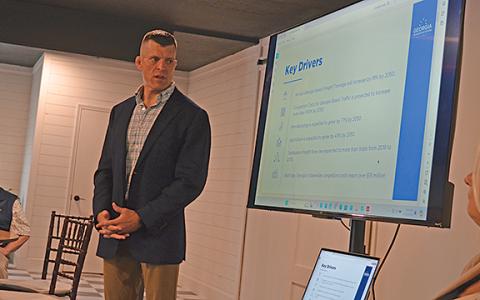 Seth Millican of the Georgia Transportation Alliance presents the key drivers for growth impacting the state’s transportation needs. (Photo/Samantha Sinclair)