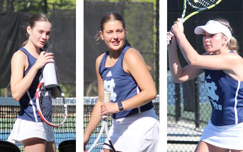 The Lady Warriors' seniors, from left, Sarah Blair, Linsey Burke and Kate Sartain all played key roles in the team's first-ever state tournament appearance, which ended last week in the Class AAA Final Four at Oconee County. (Photo/Mark Turner)