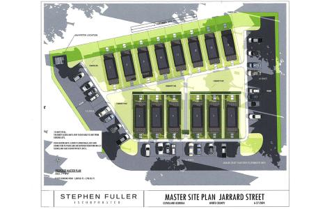 The master plan for the community shows how the 14 units will be arranged on the property at the end of West Jarrard Street in Cleveland. (Image/submitted)