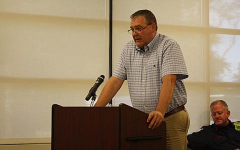City Finance Director John Solmon speaks before the Cleveland City Council regarding commercial dumpsters on Tuesday. (Photo/Eric Tiongson)