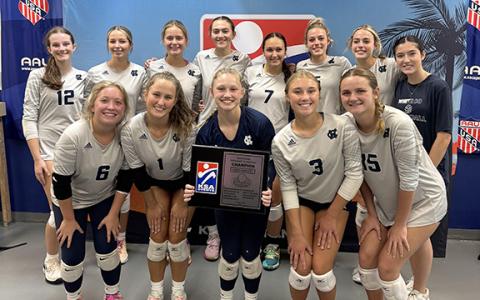 The White County High School volleyball team won the KSA 2024 Fall Volleyball Classic Green Bracket title last weekend at the Game Point Event Center in Orlando, Fla., posting a 5-1 record and beating Gordon Lee in the championship match. Shown are team members, front from left, Rylee Elrod, Brooklyn Thomason, Mya Yeh, Baylie Rae Vandiver and Caroline Tatum; back row, Kalynn Watkins, Daylee Barrett, Sarah Jarrard, Emma Kerley, Jenna Pratt, Bree Burkett, Aslyn Burkett and Sophia Butcher. (Photo/WCHS)