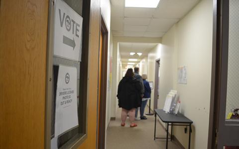 Voters wait in line to check in to vote early Tuesday morning at the White County Elections and Registration Office. (Photo/Samantha Sinclair)