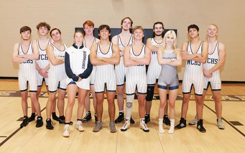 Senior members of the WCHS wrestling team are, from left, Jacob Joe, Jacob Biesterfield, Jonathan Ledford, Danielle Douglas, Gunner Young, Mason Autry, Andrew Mills, Devin Lightsey, Dalton Robinson, Ollie Weiland, Orlando Fritz and Alex Johnson. (Photo/Staci Sulhoff)
