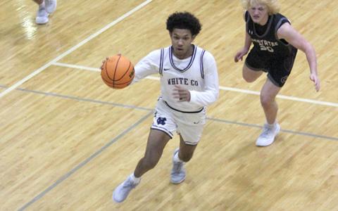 Tristan Orndorff heads to the basket during the Warriors' region win over Chestatee Tuesday night in Cleveland . (Photo/Mark Turner)