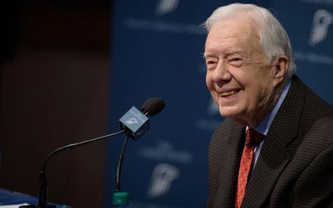 Jimmy Carter speaks at a press conference at The Carter Center in Atlanta on Aug. 20, 2015. (Photo/The Carter Center)