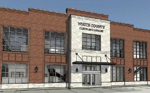 A sketch of what the proposed library’s exterior would look like. (Photo/White County)