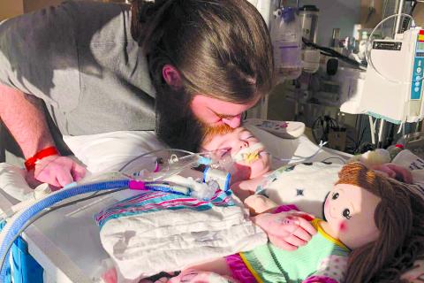 Aurelia Day after the accident, fighting for her life with her mother, Hanna Day, by her side. (Photo/Submitted)