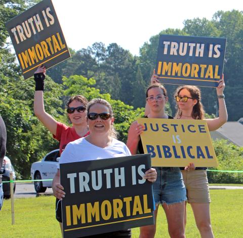 Last week, protesters on the Truett-McConnell University campus demanded an investigation into allegations of sexual abuse and harassment at the Christian school. (Photo/Denise Etheridge)