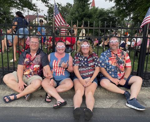 Visitors from Florida enjoy the spectacle in Helen.