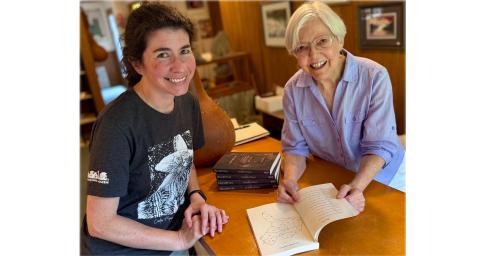 Author Priscilla Wilson (right) meets with Habersham County reader Lona Smith Hall.    CHARLIE WILLIAMS/SPECIAL TO WCN