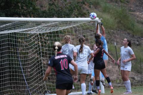 TMU keeper Danica Wiffmann deflects a shot during the Lady Bears' win over Bryan College last week in Cleveland. TMU ATHLETICS/SPECIAL