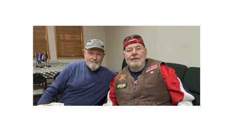 From left are Bobby Dyer and Larry Hall, veterans who participated in Helen’s Veterans Day luncheon. CARLY HENDERSON/WCN 