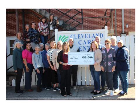 Cleveland Care Center personnel are presented with their $55,000 grant check from the North Georgia Community Foundation. PHOTOS BY CARLY HENDERSON/WCN.