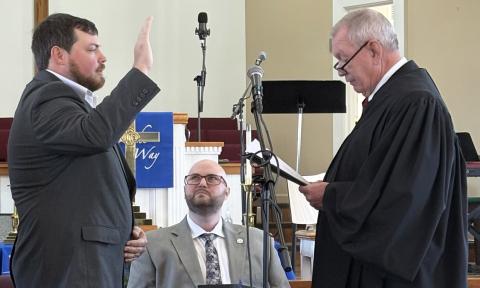 District 3 Cleveland City Council member Jeremy McClure was sworn-in by Judge Garrison Baker for his second term. CARLY HENDERSON/WCN