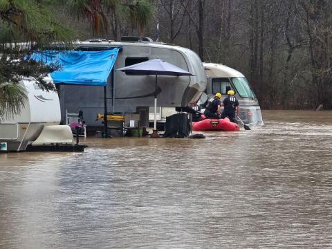 First responders check on residents off Asbestos Road during Saturday's heavy rain event. PHOTO COURTESY OF WHITE COUNTY PUBLIC SAFETY