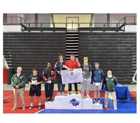 WCHS senior Connor Armstrong, left of center, finished second in the 215-pound division. WCHS WRESTLING/SPECIAL