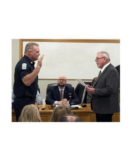 Jason Bryant was sworn in as City of Cleveland Fire Chief by Judge Garrison Baker at the Feb. 2 Cleveland City Council meeting. CARLY HENDERSON/WCN