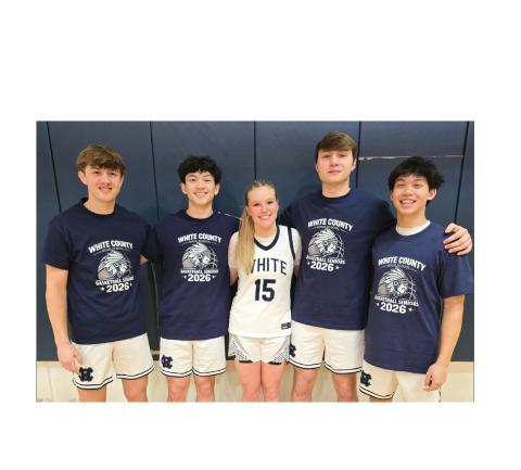 White County High School celebrated Senior Night last week with a doubleheader sweep over Chestatee. This year's senior group consists of, from left, Cohen Michaud, Casen Nguyen, Matelyn Allison, Luke Goldman and Carter Nguyen. MARK TURNER/WCN