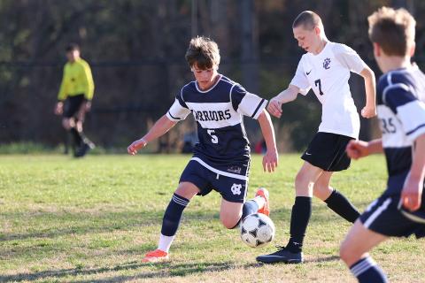 Robert Byrne had a pair of goals in the Warriors' semifinal win over Clear Creek. JENNIFER KNIGHT/SPECIAL