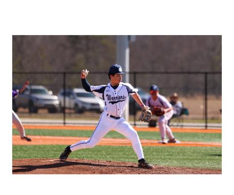 The White County junior varsity baseball team is off to a 2-4 start this season, picking up wins over Cherokee Bluff and Lumpkin County. The Warriors take on Dawson County on Saturday in Cleveland, with the first pitch set for 11 a.m. Members of the JV team are Wes Jones, Lane Bray, Garrett Wilson, Matthew Holcomb, Cade Hunt, Weaver Bartlett, Branson Padgett, Gunner Martin, Ben Greene, Aaron Payne, Wes Summers, Parker Shobert and Jonah Cash. Jonah Cash delivers a pitch. JENNIFER KNIGHT/SPECIAL