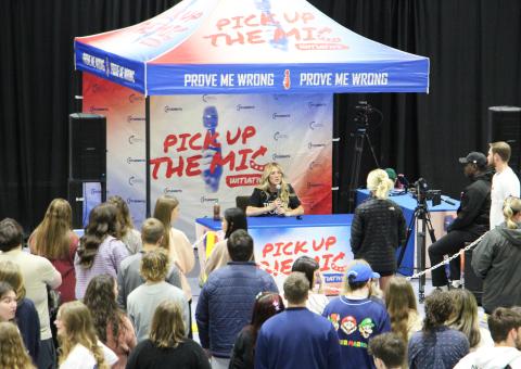 Riley Gaines is a conservative political activist and former collegiate swimmer. Gaines was hosted by TMU’s Turning Point USA chapter for the “Pick Up the Mic: Ask Me Anything with Riley Gaines” event on March 24. CARLY HENDERSON/WCN