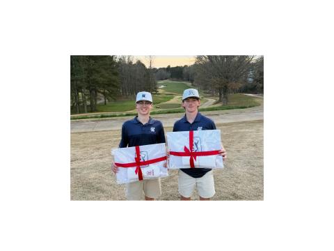 Tracen Verrill, left, and Owen Rogers picked up prizes during the Seckinger Cup play earlier this week. WCHS Golf/SPECIIAL