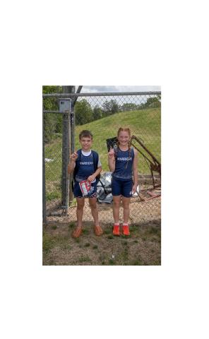 Jax Cain, left, and Bella Ellis were among the WCRD athletes to win win a distictic title. last Thursday in Cleveland. WCRD ATHLETICS/SPECIAL