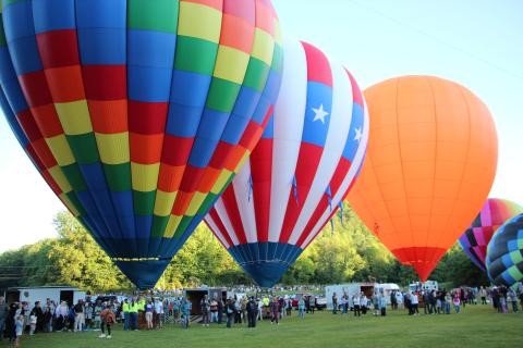 Spectators and balloon crews gather in Helen for the 53rd annual Helen to the Atlantic Balloon Race & Festival on June 4. Around 20 balloons are participating in events throughout the weekend. CARLY HENDERSON/WCN