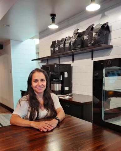 Marilyn Martin and her husband Stephen Martin, not pictured, own Farmhouse Coffee in Cleveland. The coffee shop will open its larger space on Friday, June 12. DENISE ETHERIDGE/WCN