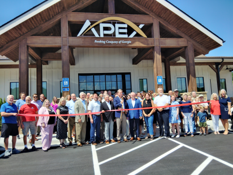 Apex Banking Company of Georgia celebrated the grand opening of their new building at 35 Jessie Mae Thurmond Connector in Cleveland, with a ribbon cutting ceremony on July 16. DENISE ETHERIDGE/WCN