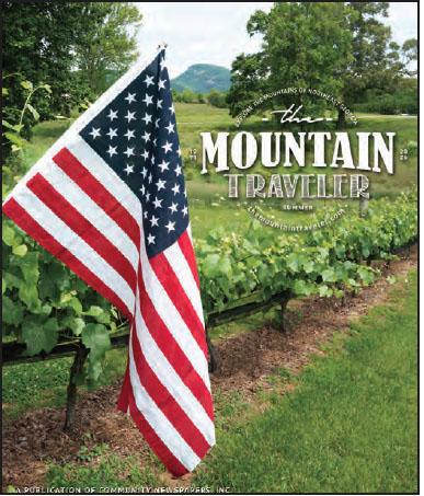 This patriotic photo on The Mountain Traveler’s summer 2026 edition cover recognizes America’s semiquincentennial. The photo was taken by Keith Barlow in the vineyards at CeNita Winery & Venue in Cleveland.